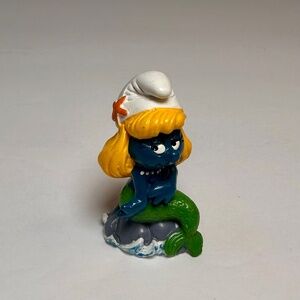 Vintage Mermaid Smurfette Figurine 1981 Schleich Peyo Made in Hong Kong Smurfs